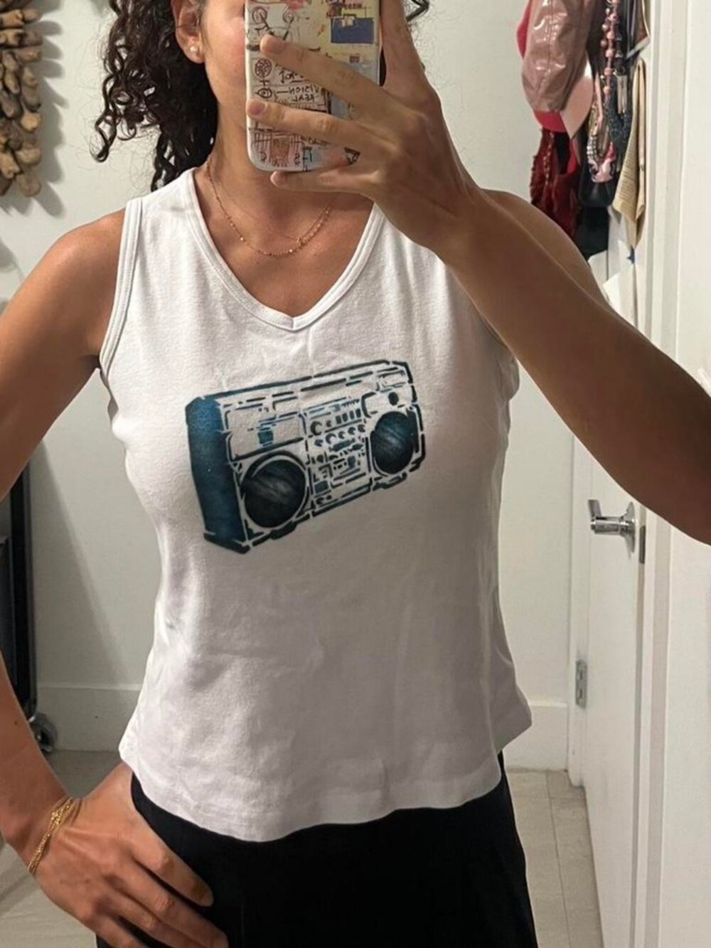 Medium boom box graffiti tank top